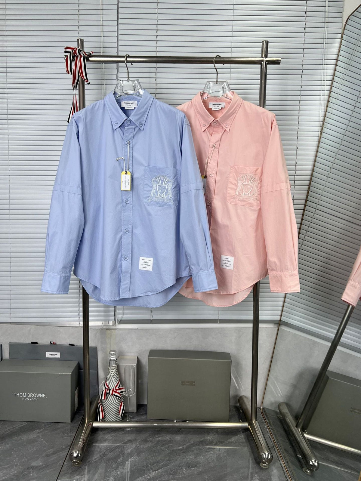 Pocket Crest Embroidered Oversized Poplin Shirt - Long Sleeve | Thom Browne