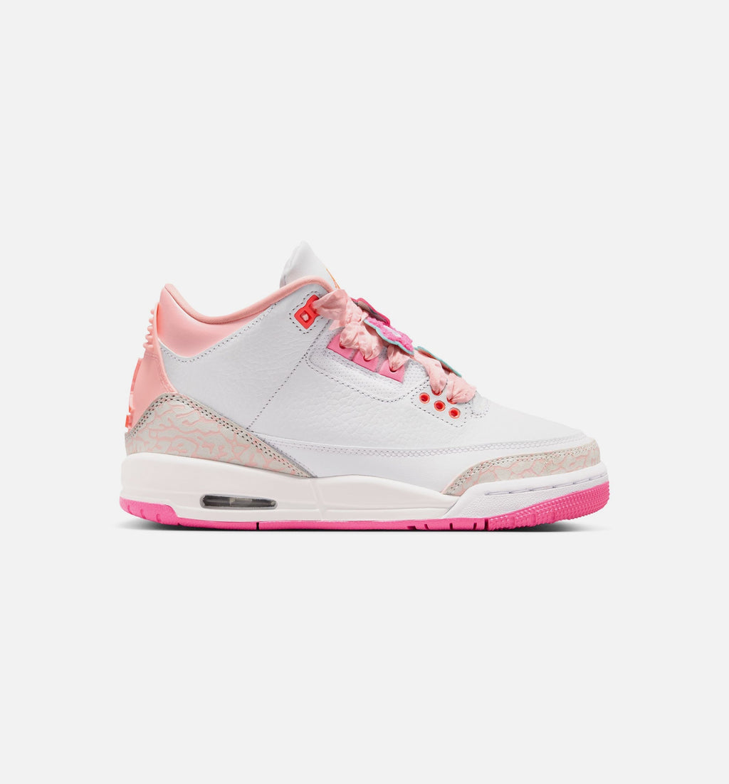 Air Jordan 3 Retro Spring Flowers Youth Sneakers - Pearl Pink/Pink Bloom/Pink Glow/Hyper Orange