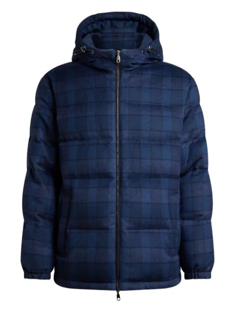 ETRO wool and cashmere down jacket with check motif