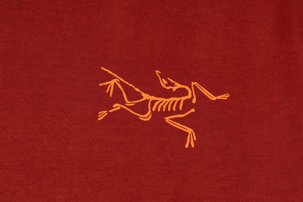 Arc'teryx Small Bird Logo Front and Grid Large Bird Graphic Back Crew Neck Short‑Sleeve T‑Shirt, Unisex Relaxed Fit Tee
