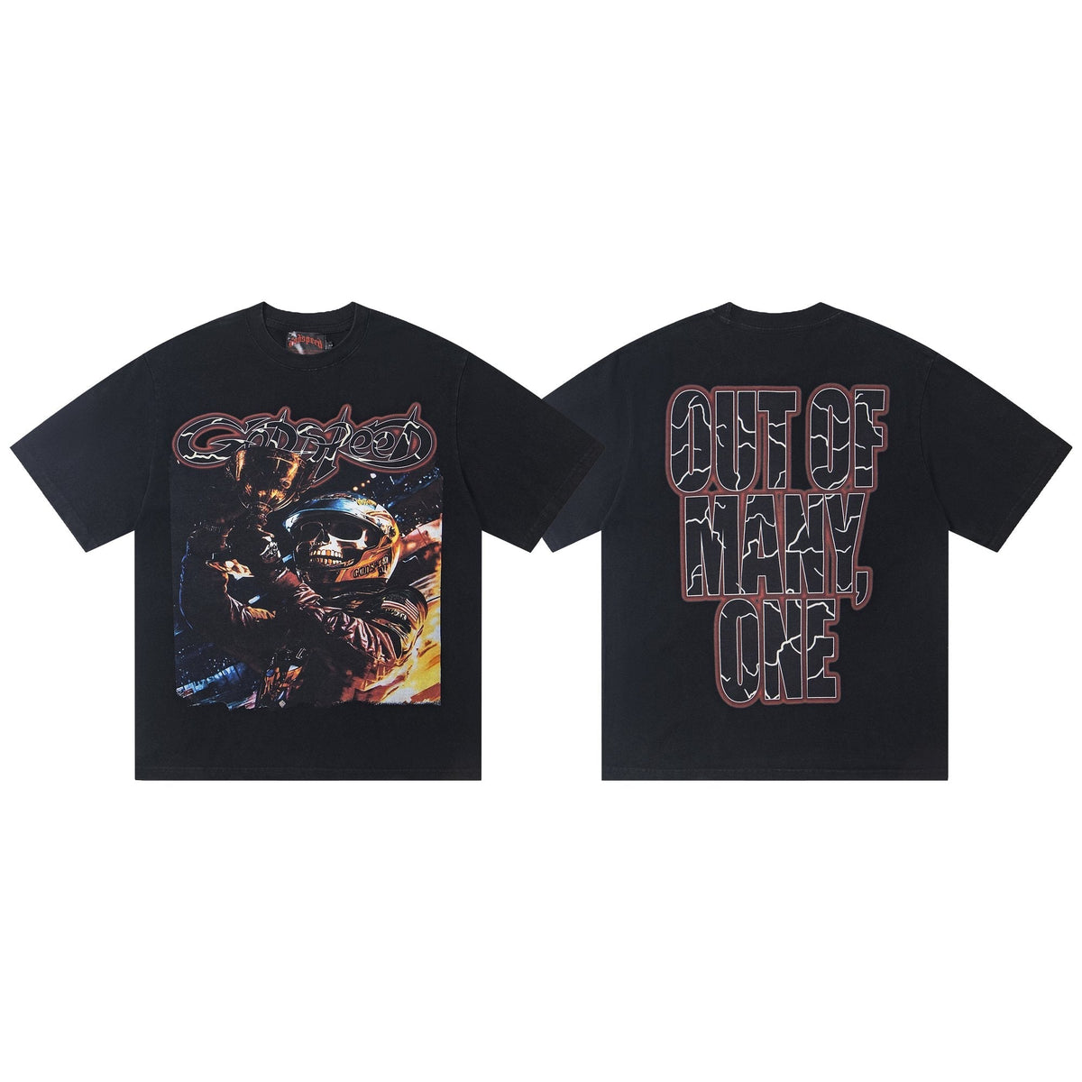 Godspeed Out of Many, One Skull Graphic T-Shirt