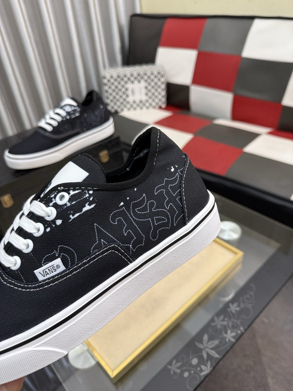 Vans Black Graphic Low-Top Sneakers - White Rubber Sole