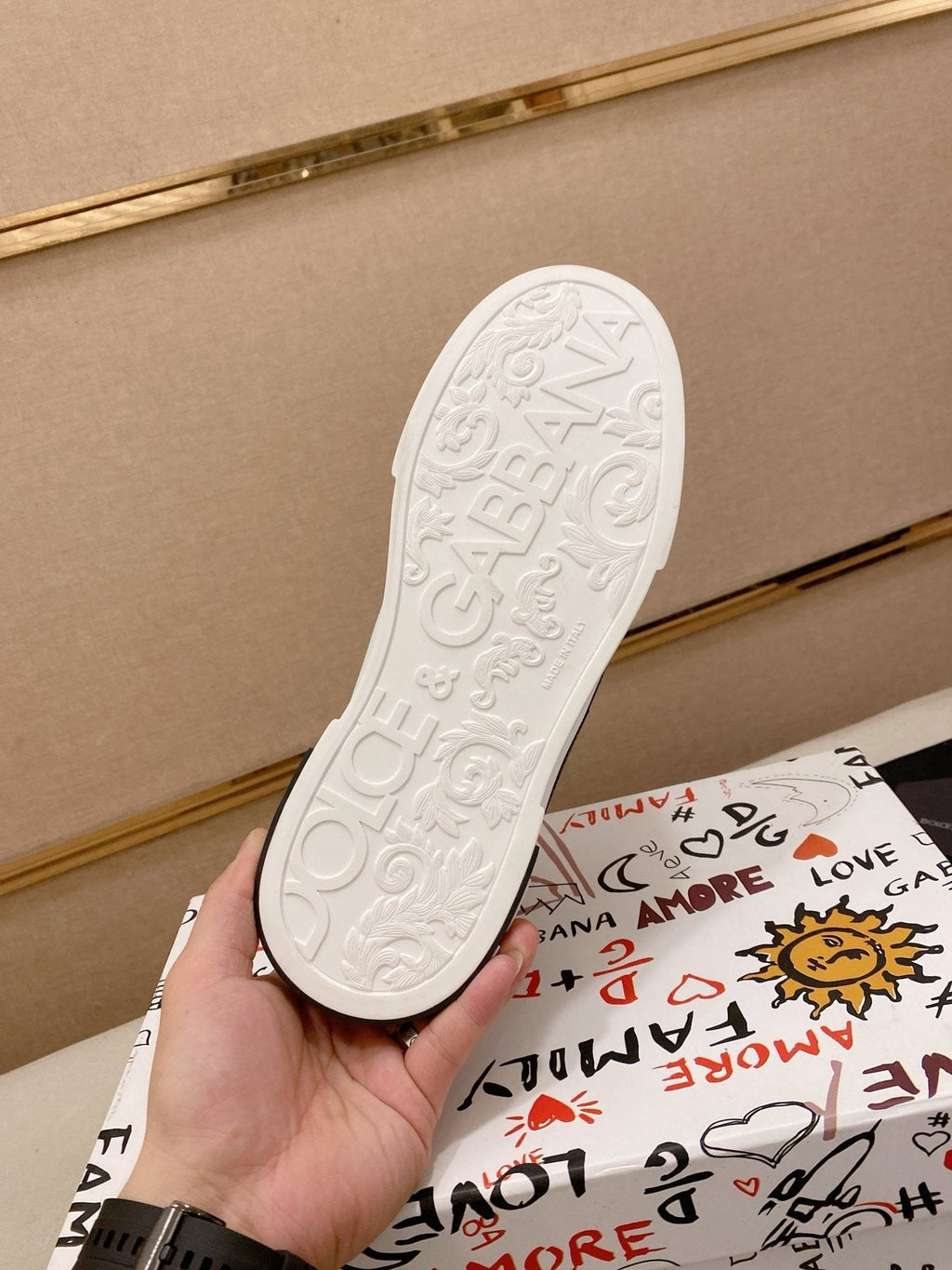 Dolce & Gabbana Men's White Black Accent Sneakers