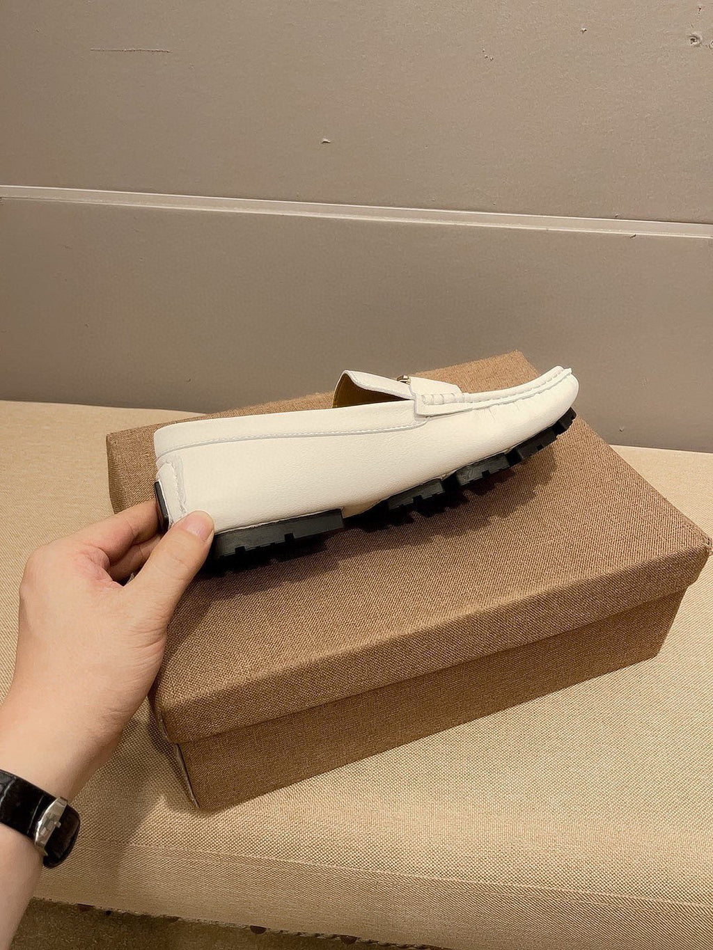 Louis Vuitton Cream White Logo Loafers