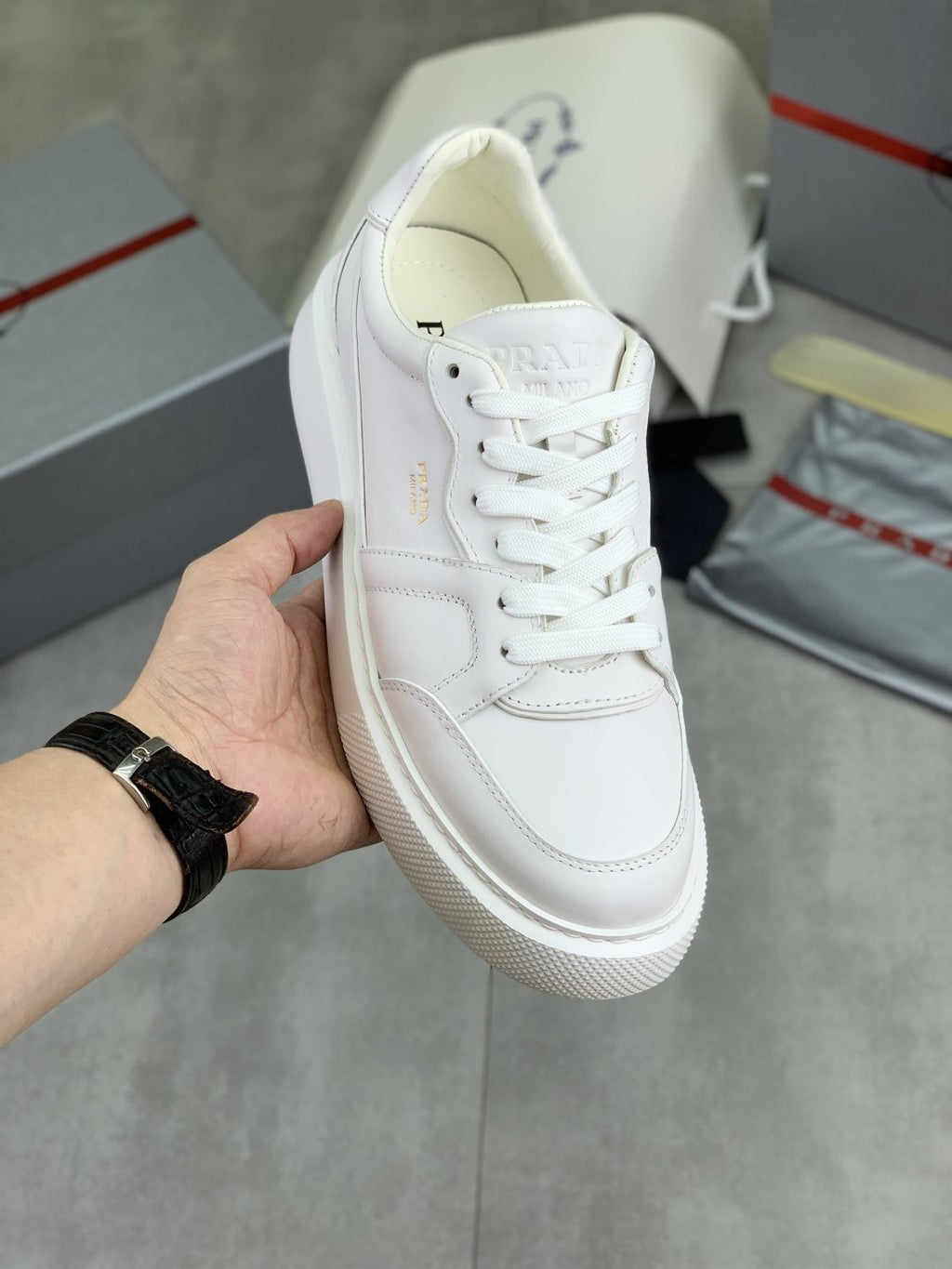 Prada Paneled Low-Top Sneakers